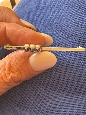 Silver Vintage Monet Tie Pin with Triple Bead Accent